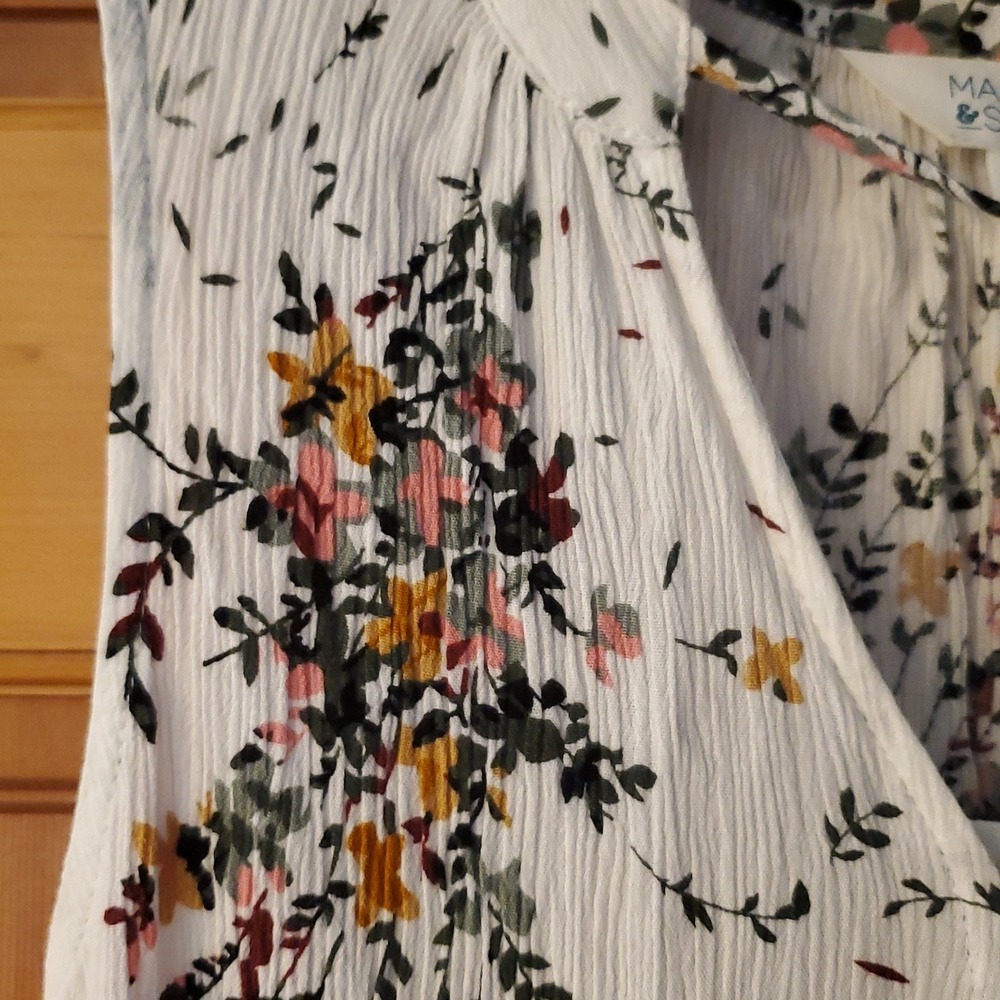 Market & Spruce Womens Sleeveless Floral Crinkle‎ Blouse With Tie Size Medium - Picture 3 of 7